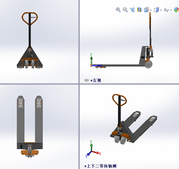6款自动叉车3d图打包液压叉车solidworks三维模型图叉车图纸资料